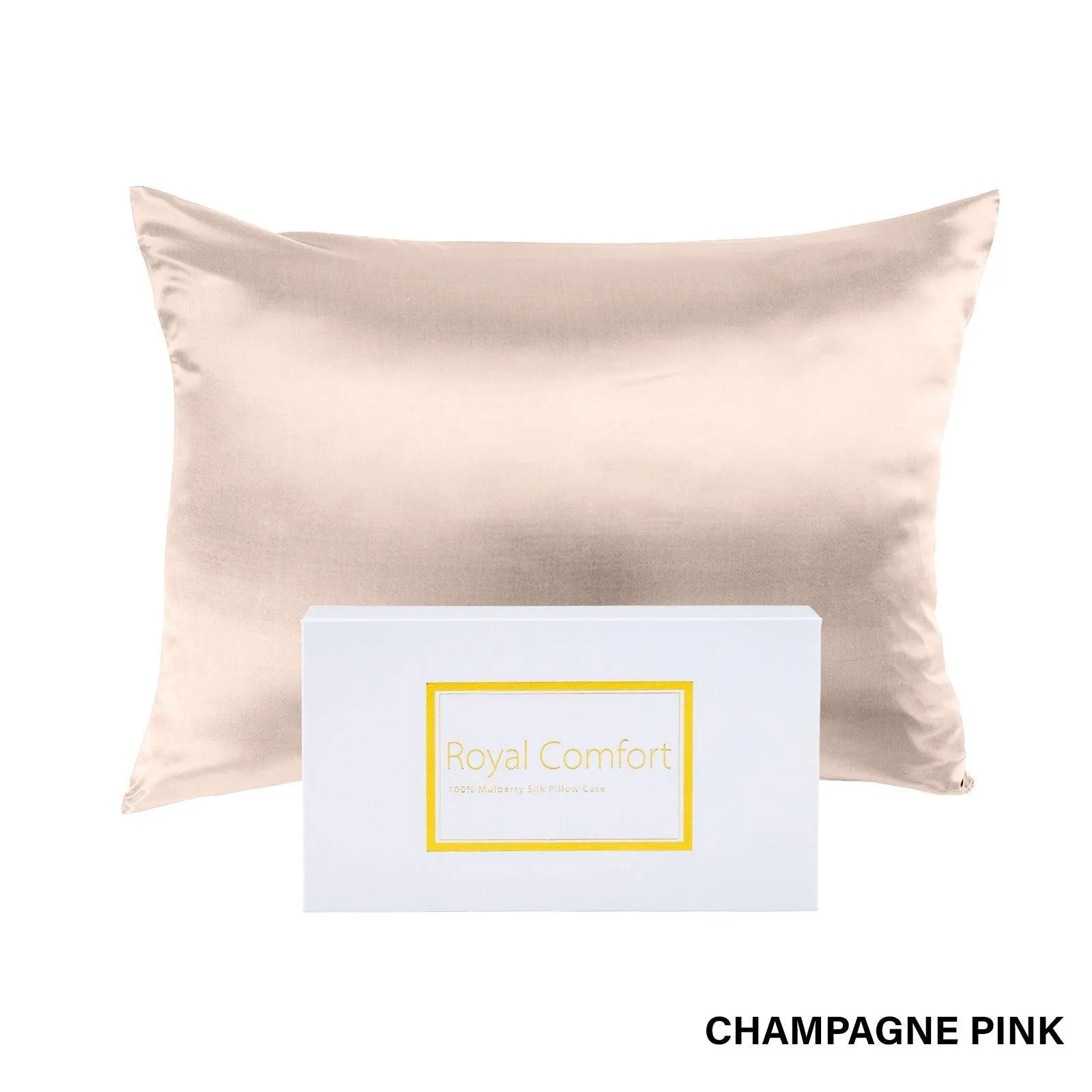 Royal Comfort Pure Silk Pillow Case 100% Mulberry Silk Hypoallergenic Pillowcase - Champagne Pink