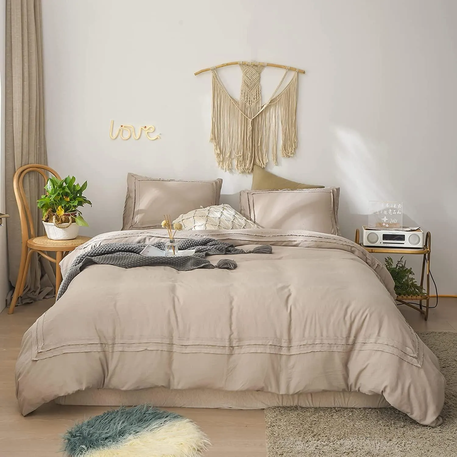 Ruched Lace Duvet Cover Set