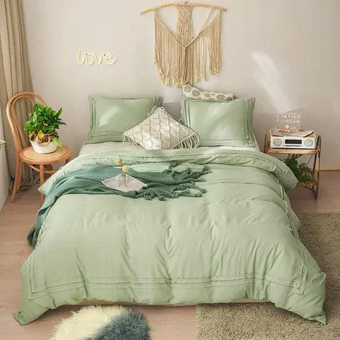 Ruched Lace Duvet Cover Set