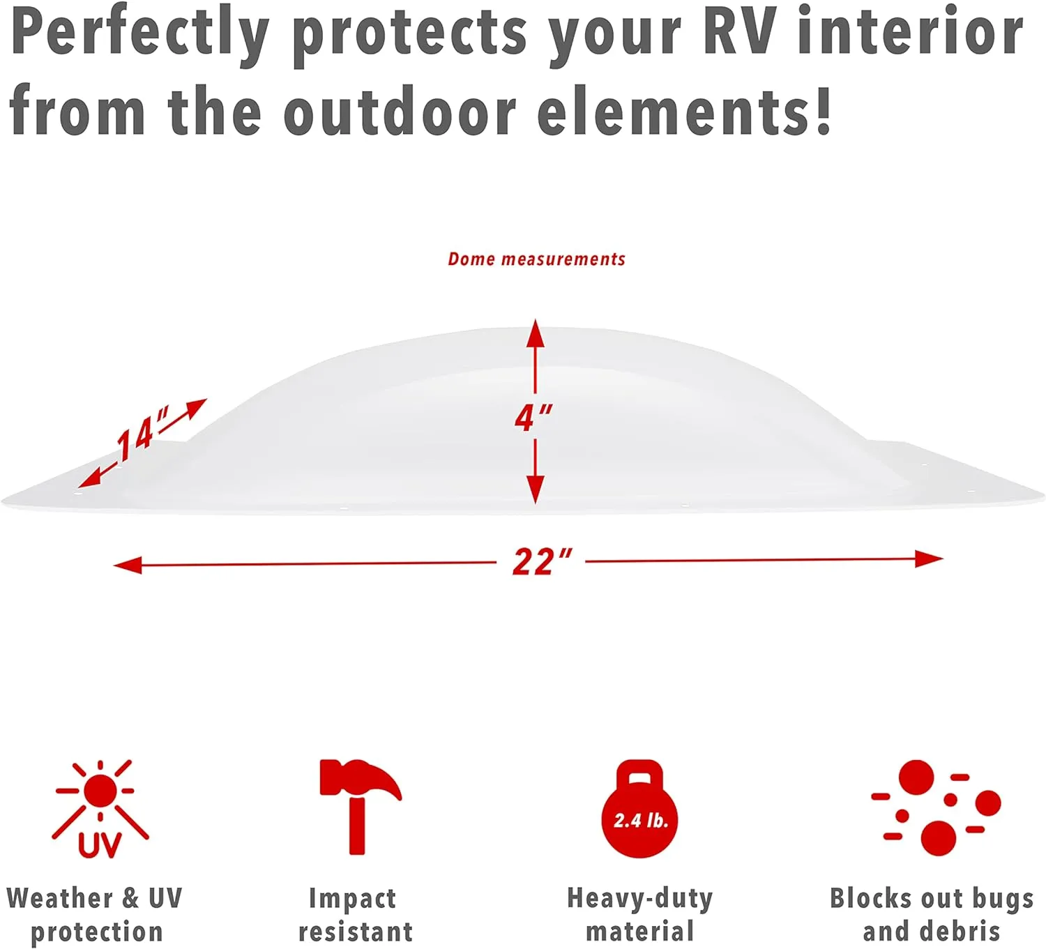 RV Skylight - RV Skylight Replacement Cover, 18” x 26” Fits Most RV Openings