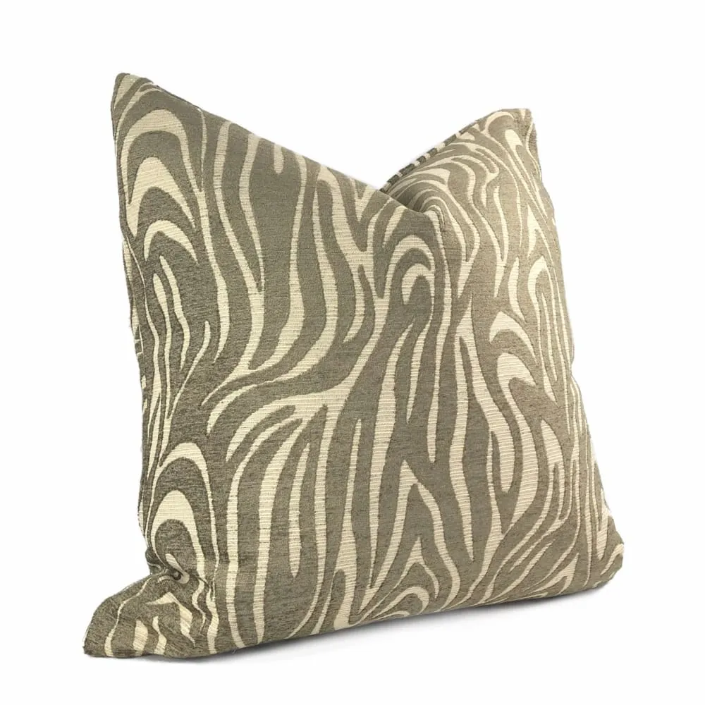 Saber Brown Beige Animal Stripe Chenille Pillow Cover