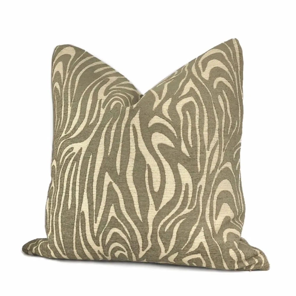 Saber Brown Beige Animal Stripe Chenille Pillow Cover