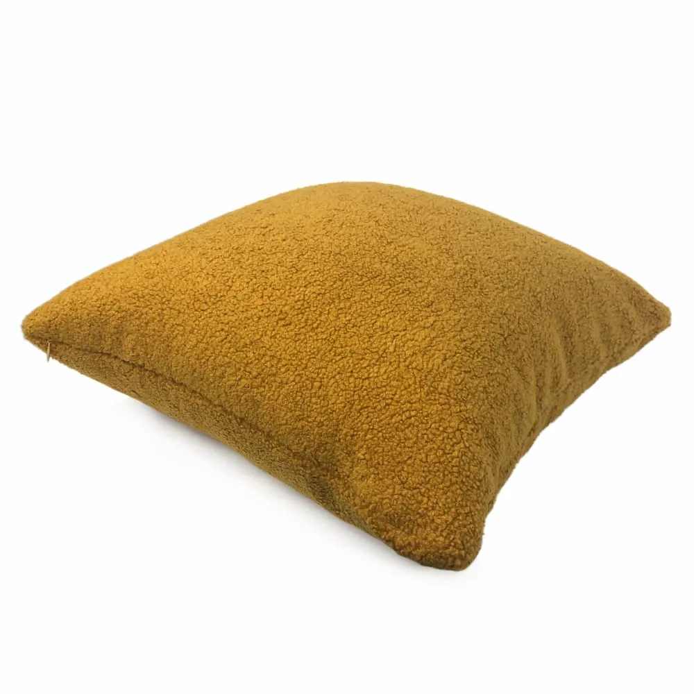 Saffron Gold Sherpa Faux Sheepskin Boucle Pillow Cover