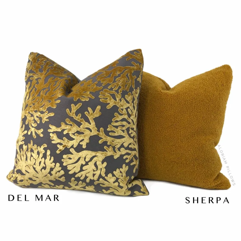 Saffron Gold Sherpa Faux Sheepskin Boucle Pillow Cover