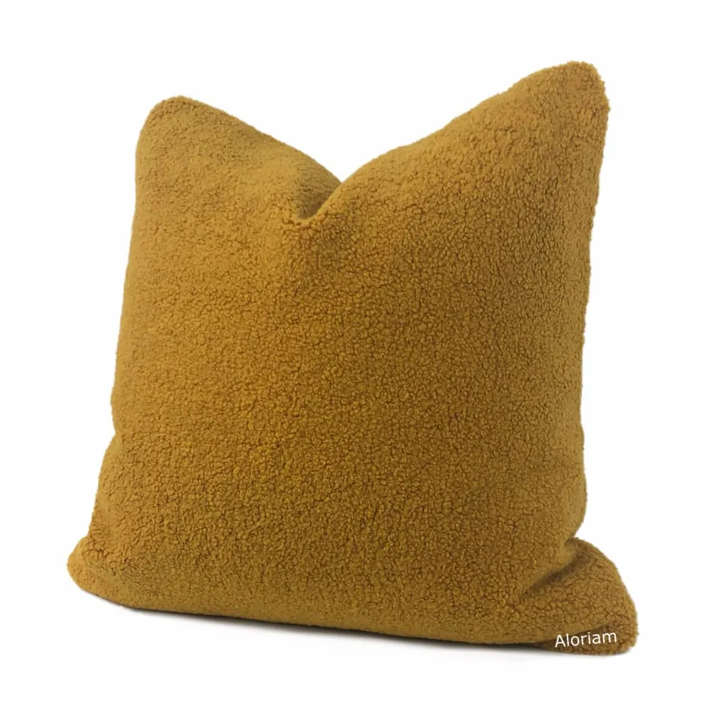 Saffron Gold Sherpa Faux Sheepskin Boucle Pillow Cover