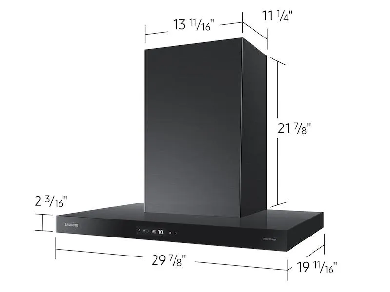 Samsung NK30CB700W33AA 30" Bespoke Smart Wall Mount Hood with LCD Display in Clean Deep Charcoal