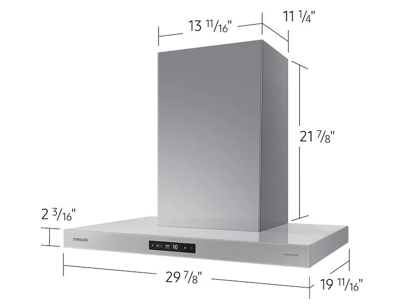 Samsung NK36CB700WCGAA 36" Bespoke Smart Wall Mount Hood with LCD Display in Clean Grey