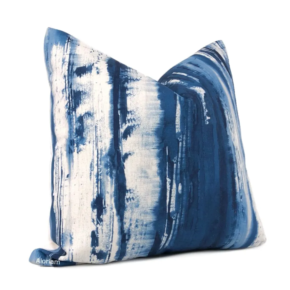 Santorini Blue White Brushstroke Pillow Cover