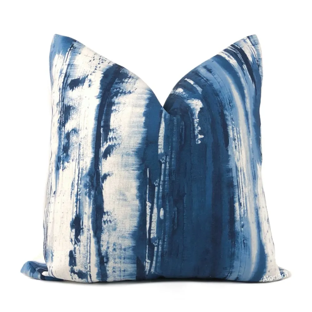 Santorini Blue White Brushstroke Pillow Cover