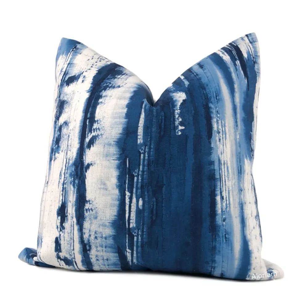 Santorini Blue White Brushstroke Pillow Cover