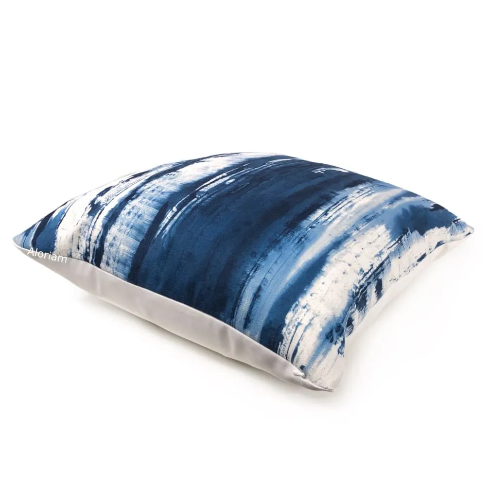 Santorini Blue White Brushstroke Pillow Cover