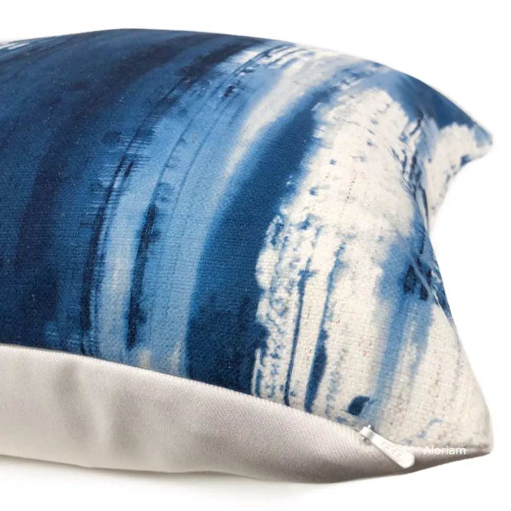 Santorini Blue White Brushstroke Pillow Cover