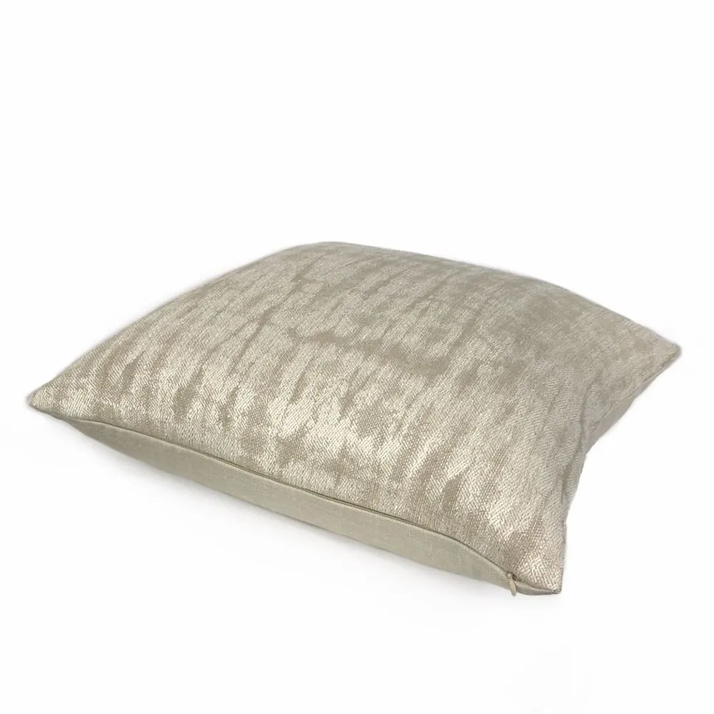 Scalamandre Shibori Weave Flax Two Tone Beige Silk Linen Abstract Pillow Cover