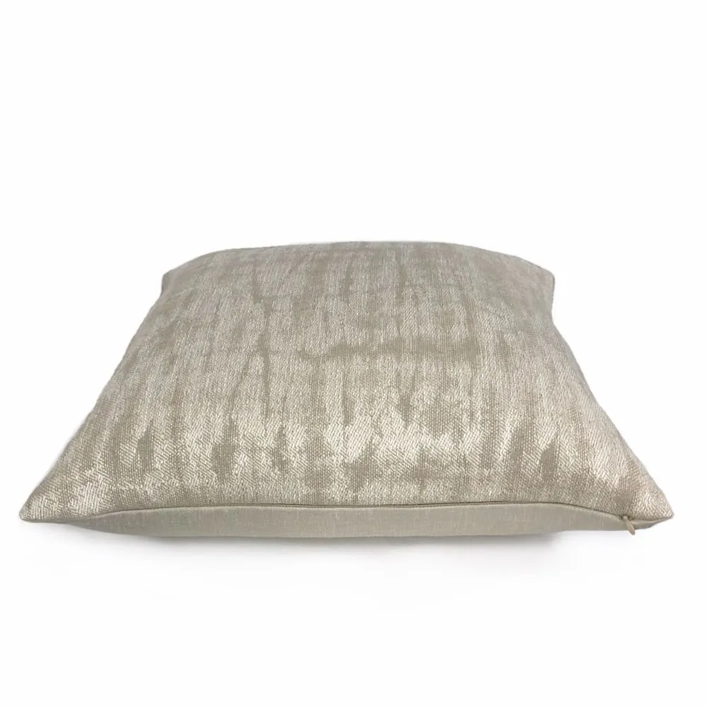 Scalamandre Shibori Weave Flax Two Tone Beige Silk Linen Abstract Pillow Cover