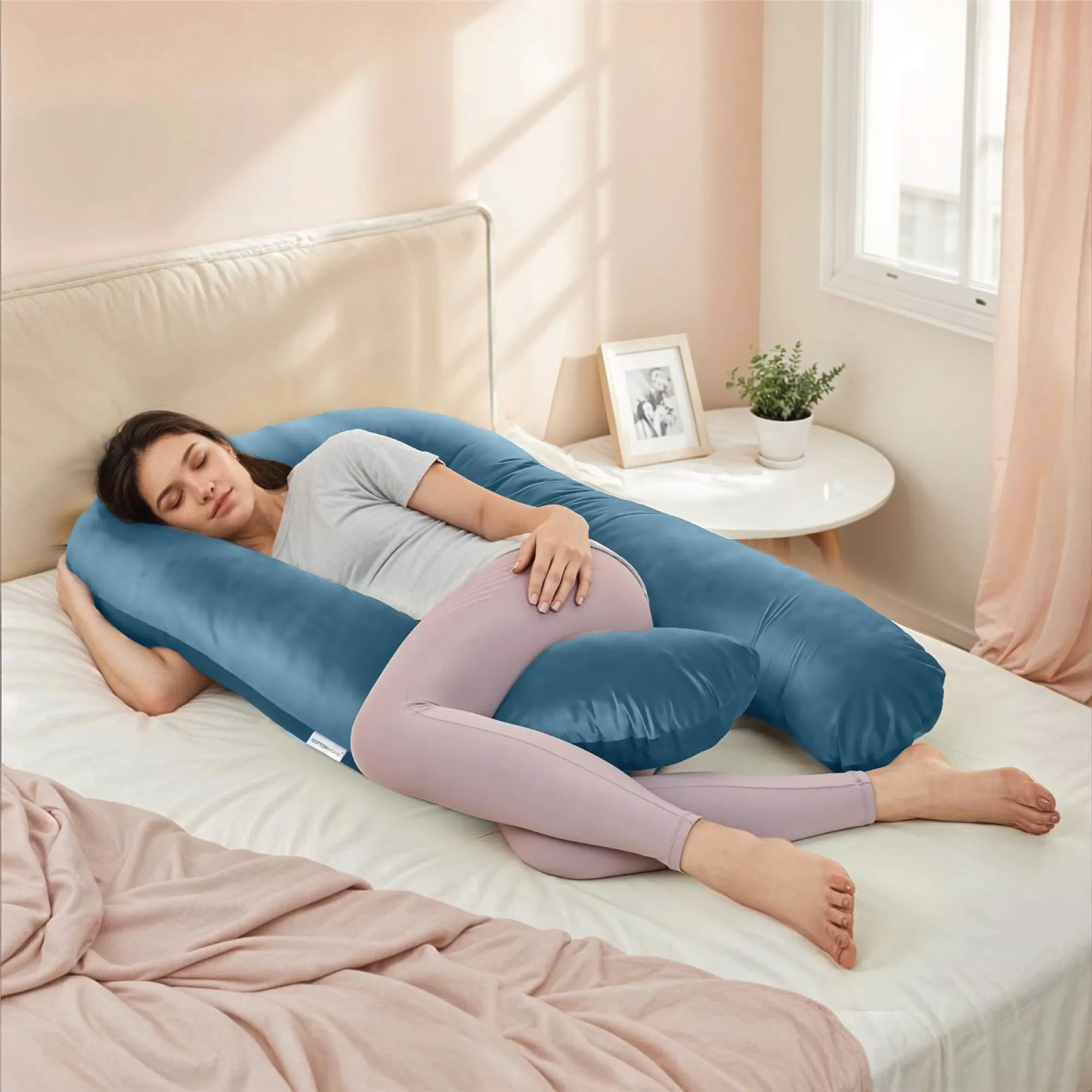 Serenity Velvet Pregnancy Pillow U-Shape Full Body Pillow  With Removable Cover