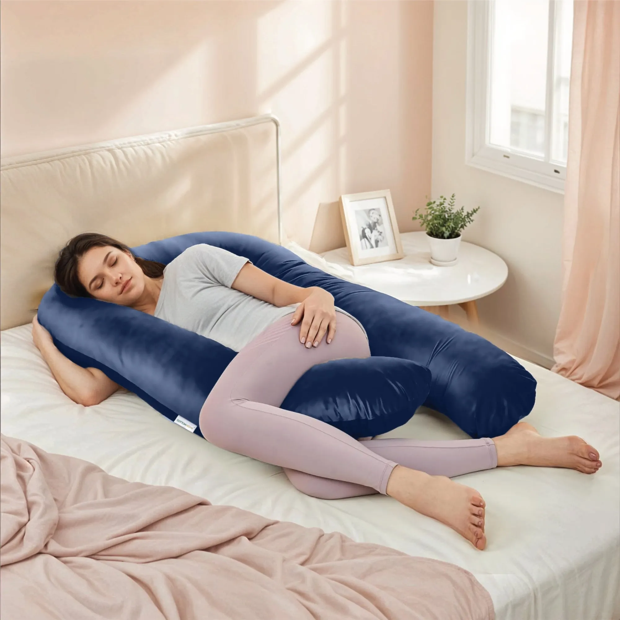 Serenity Velvet Pregnancy Pillow U-Shape Full Body Pillow  With Removable Cover