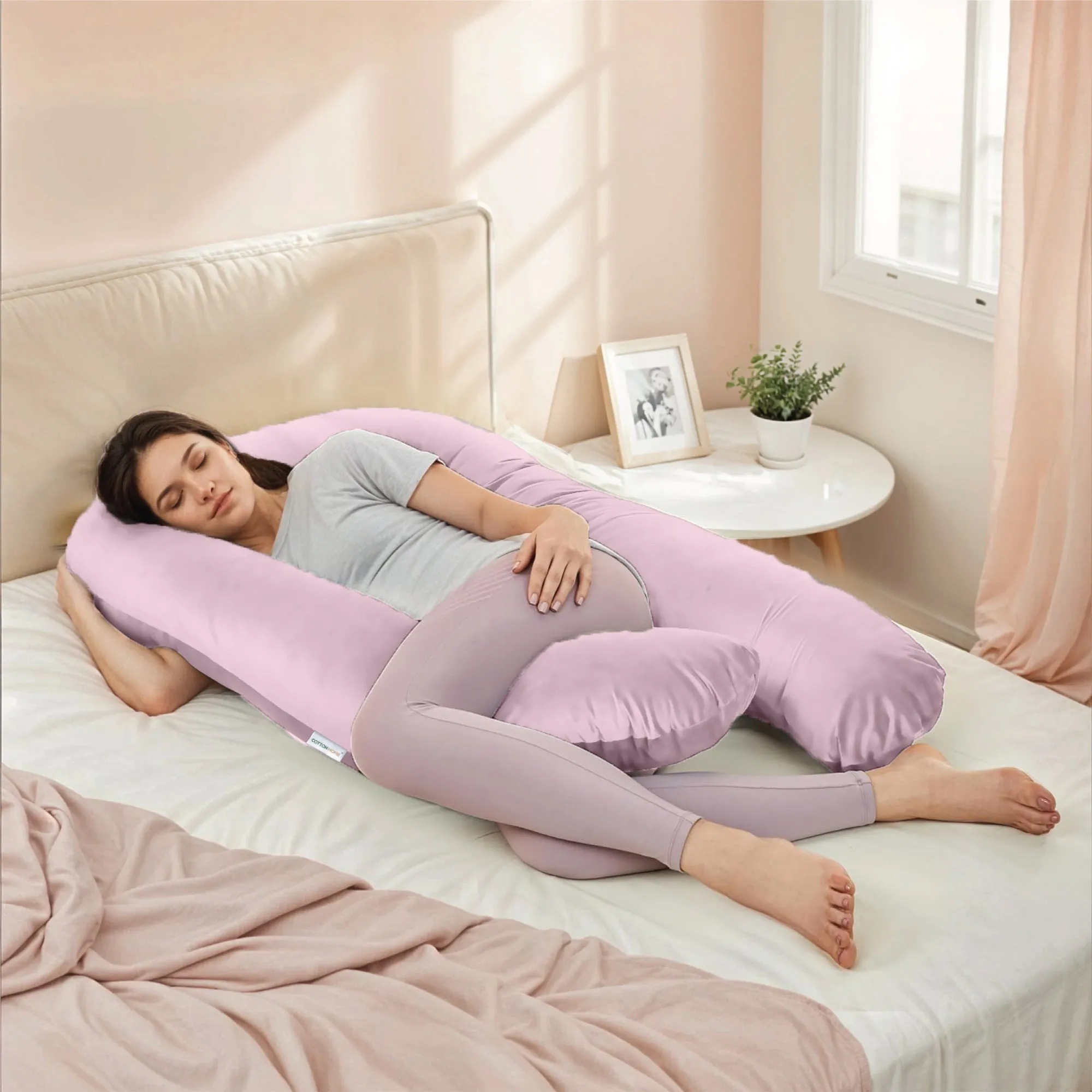 Serenity Velvet Pregnancy Pillow U-Shape Full Body Pillow  With Removable Cover