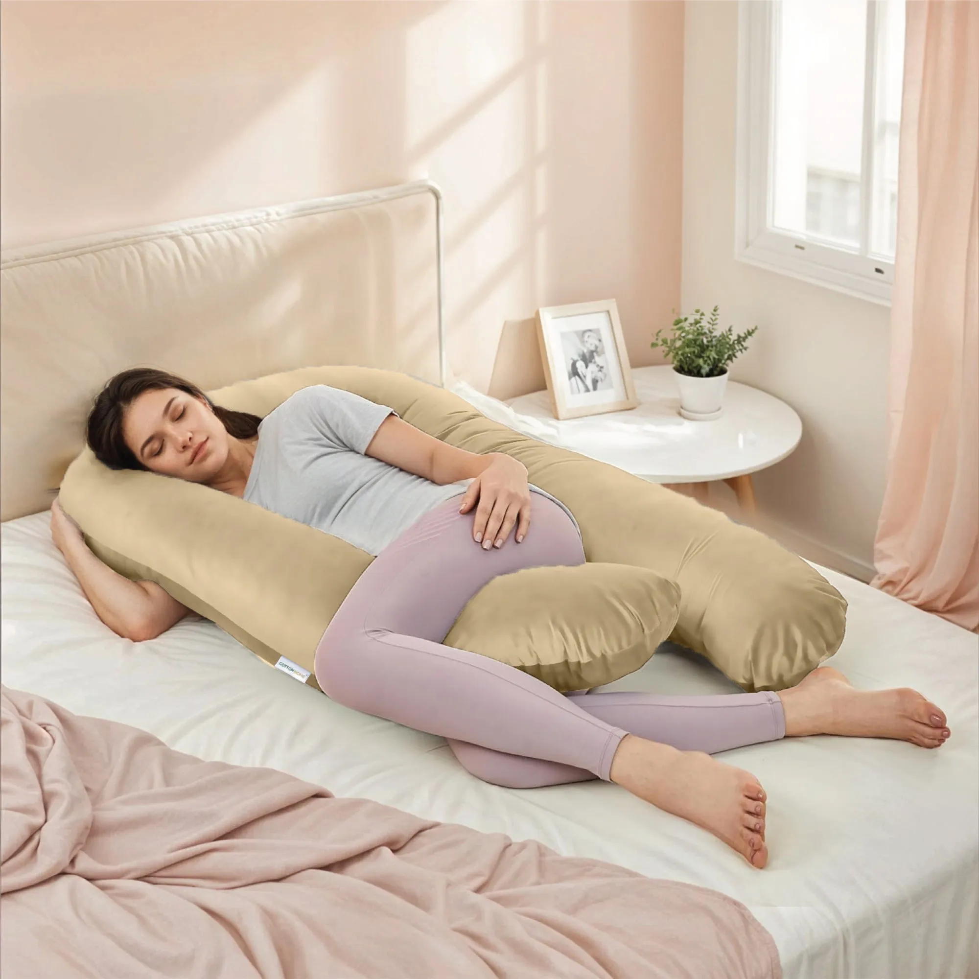 Serenity Velvet Pregnancy Pillow U-Shape Full Body Pillow  With Removable Cover