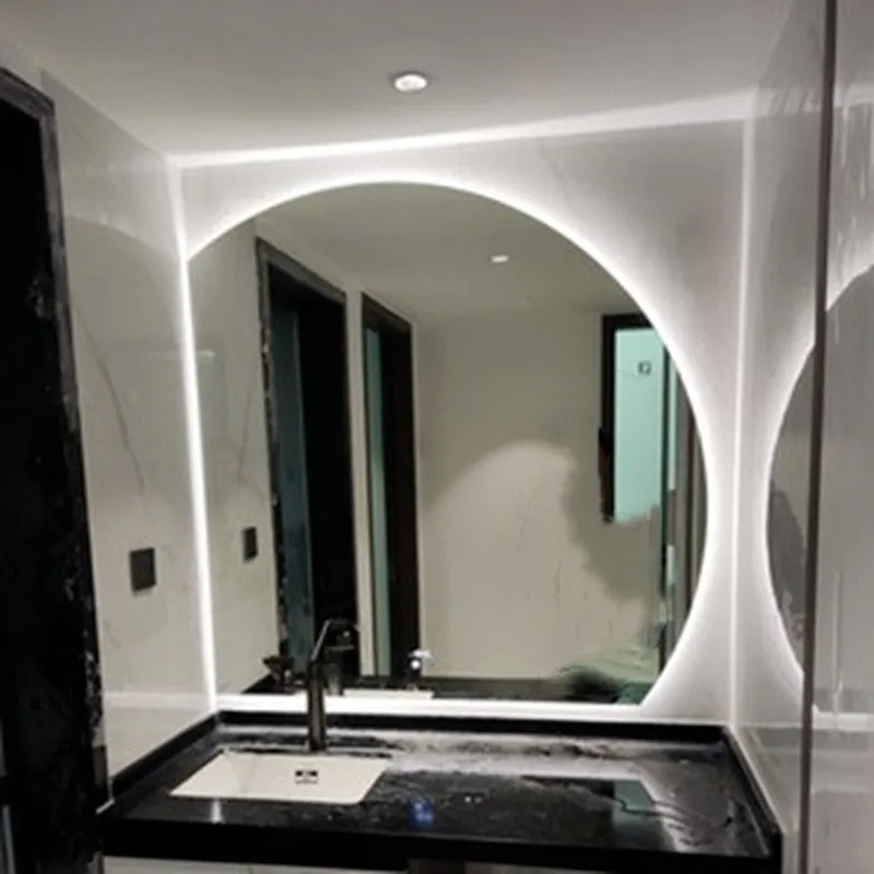 Smart Bathroom Mirror Irregular Makeup Semicircle Wall Hanging Mirror LED Lighted Bedroom Espejo Con Luz Dressing Mirror EB5BM