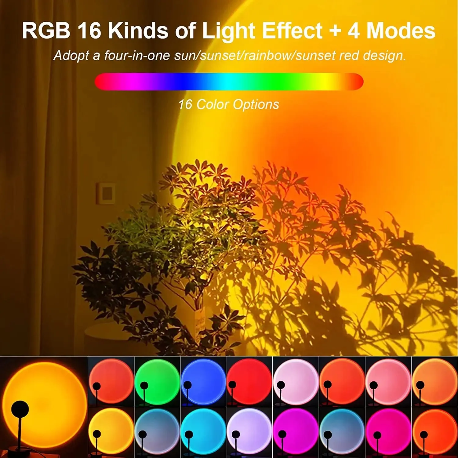 Smart Bluetooth Night Light Rainbow Sunset Projector Lamp