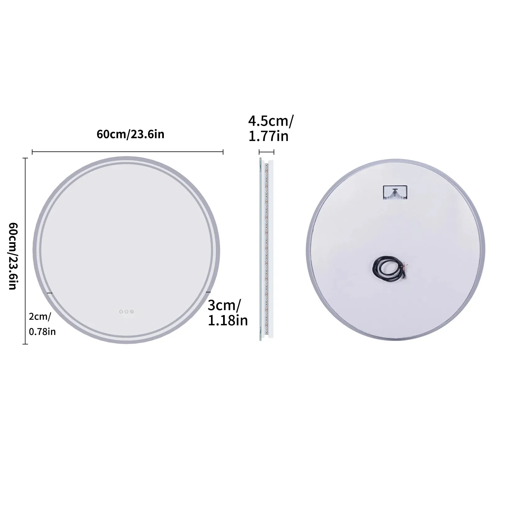 Smart Illuminate LED Round Lighted Vanity Mirror with Touch Screen and Anti-Fog Features