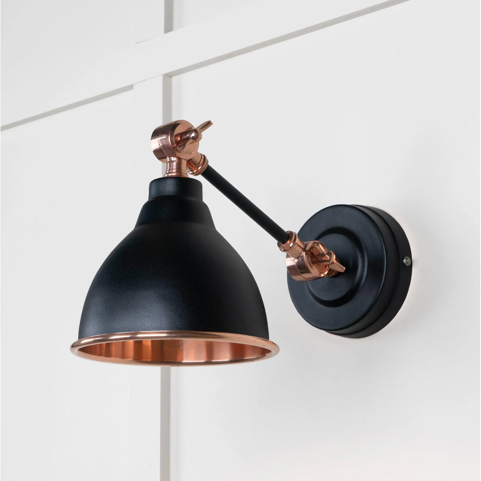 Smooth Copper Brindley Wall Light in Elan Black | From The Anvil