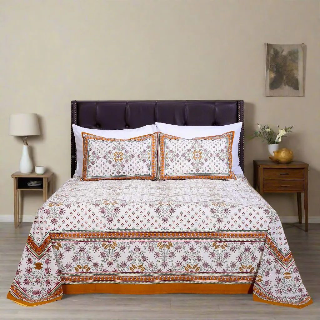 Snowflake Mustard Cotton Bedsheet