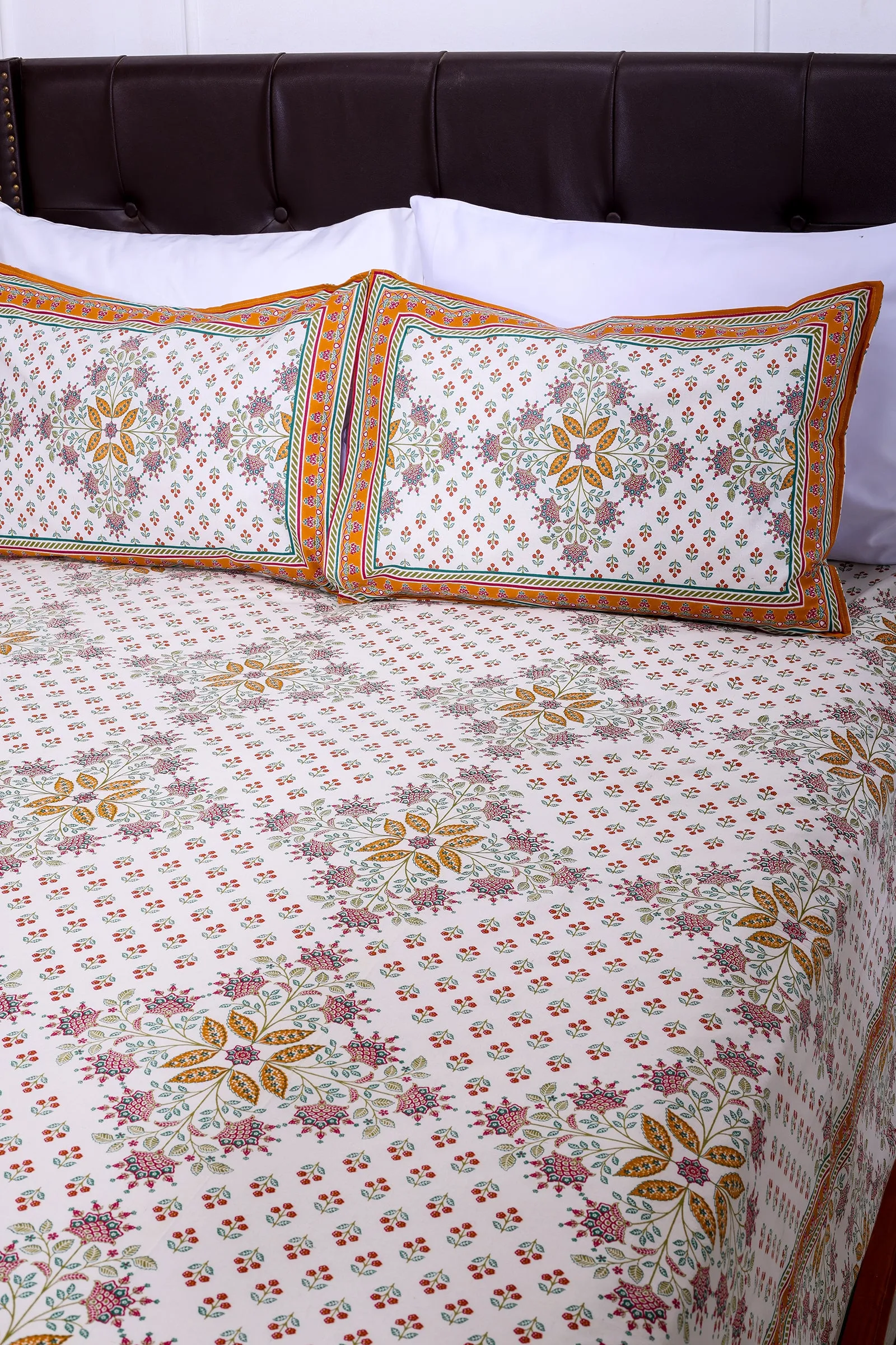 Snowflake Mustard Cotton Bedsheet