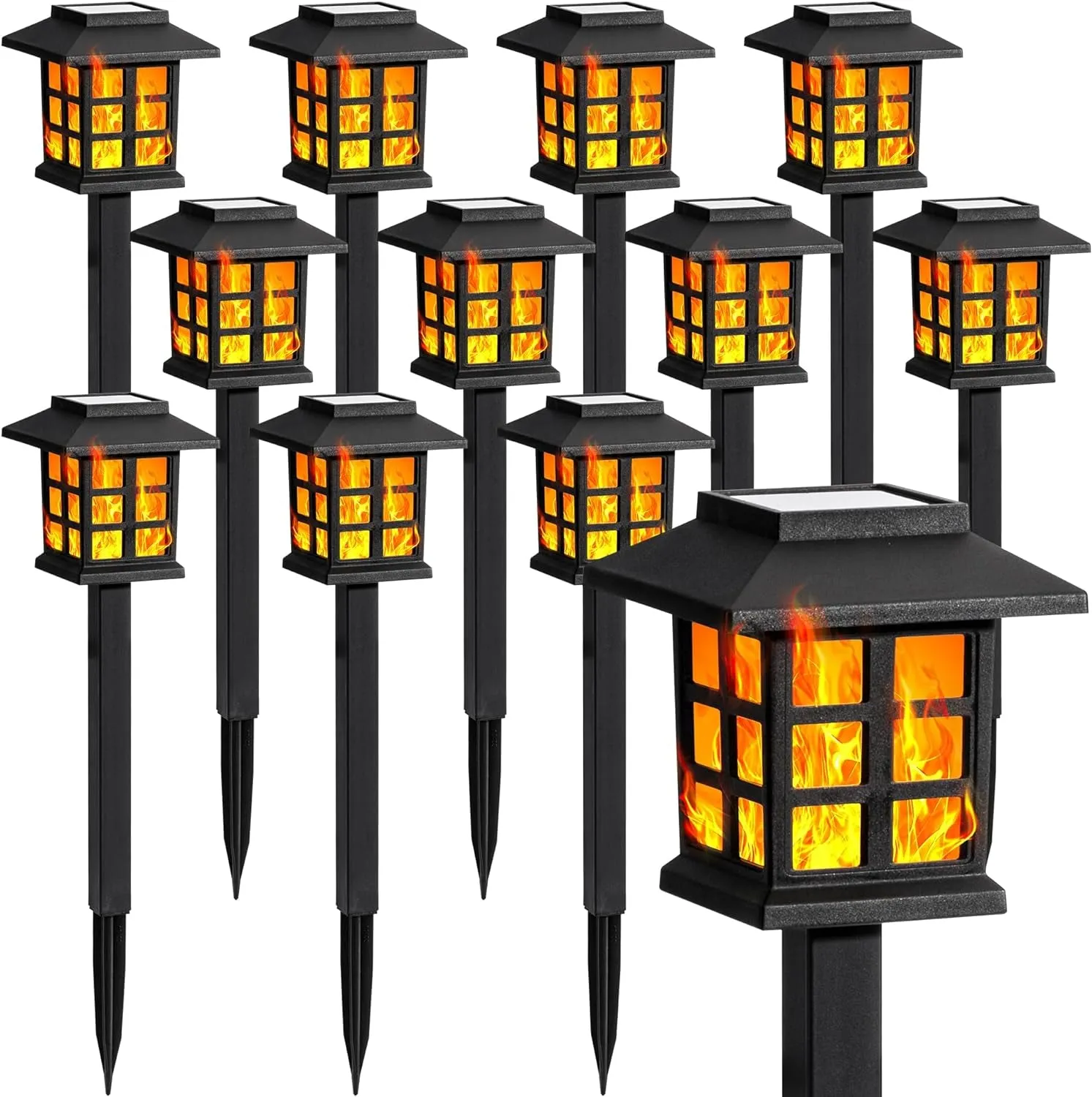 Solar Lights for Outside,12 Pack Flickering Flame LED Solar Outdoor Lights, Waterproof Solar Garden Lights Maintain 10 Hours of Lighting for Christmas, Garden, Landscape, Path, Yard, Patio