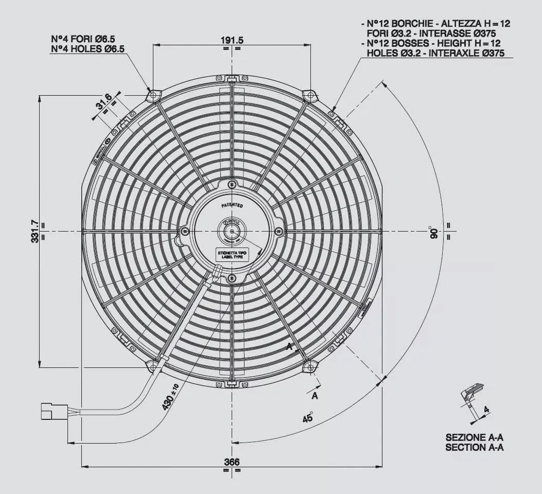 SPAL 14.00" Electric Fan Puller Style High Performance 1623CFM 10 Blade Straight Style Blade - 30102041