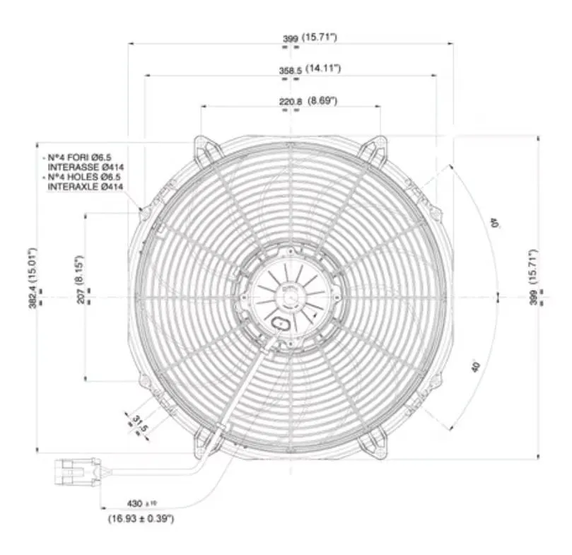 SPAL 16.00" Electric Fan Puller Style Extreme Performance 1953CFM 10-Blade Paddle Style Blade - 30102803