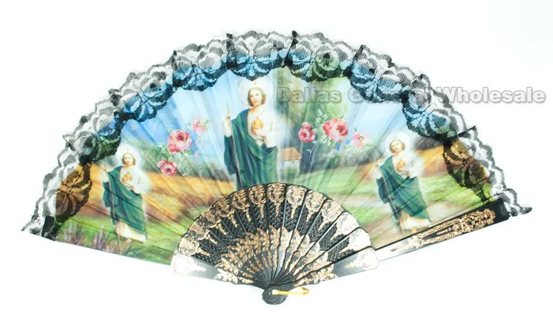 St. Judas Printed Hand Held Folding Fans Wholesale