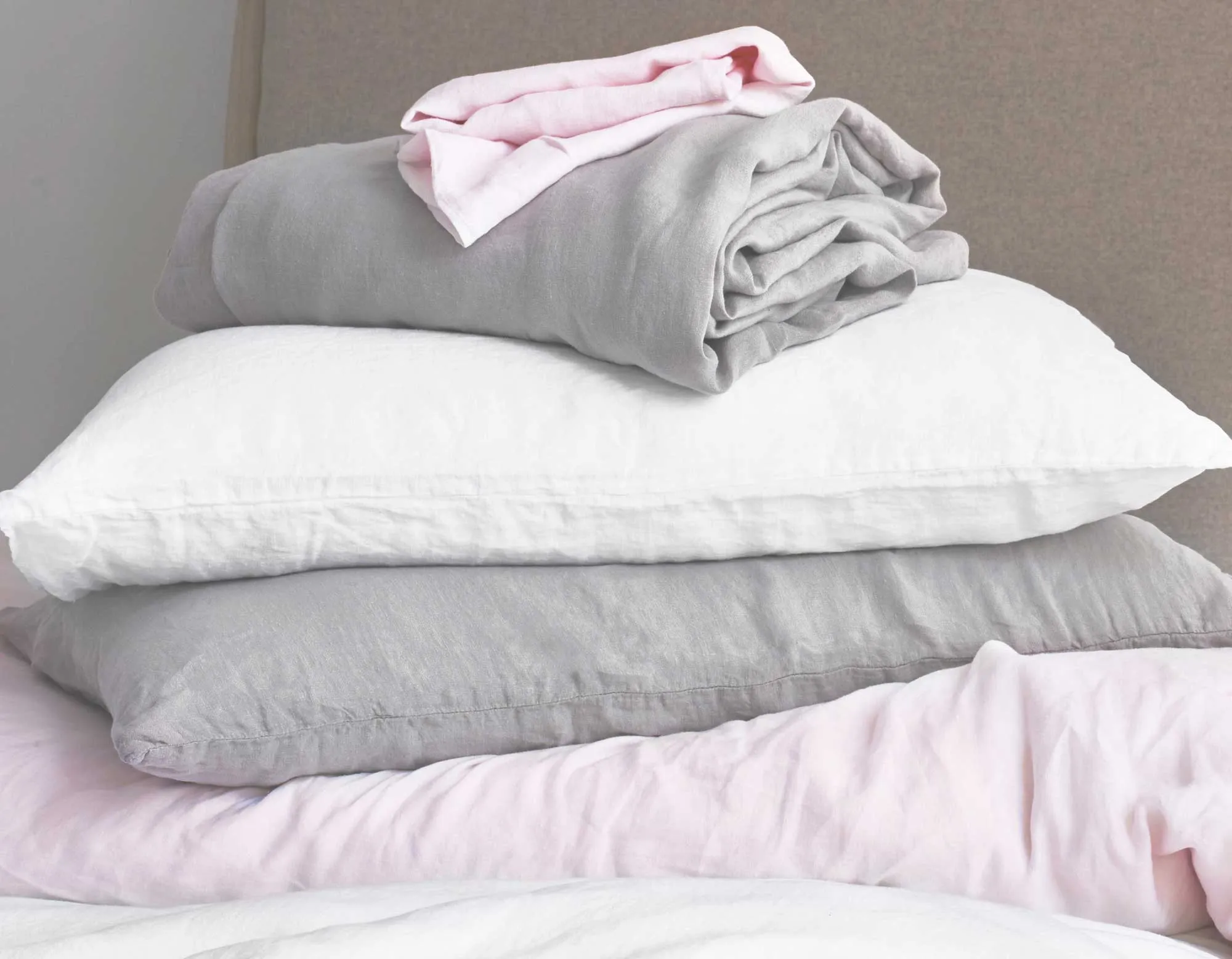 Standard Linen Pillowcase Pair - Soft Pink