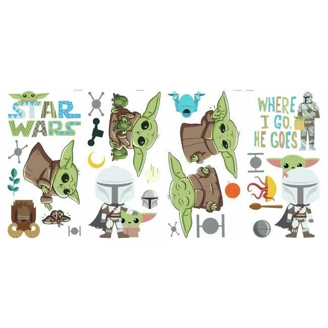 Star Wars The Mandalorian Grogu Illustrated Peel and Stick Wall Decals