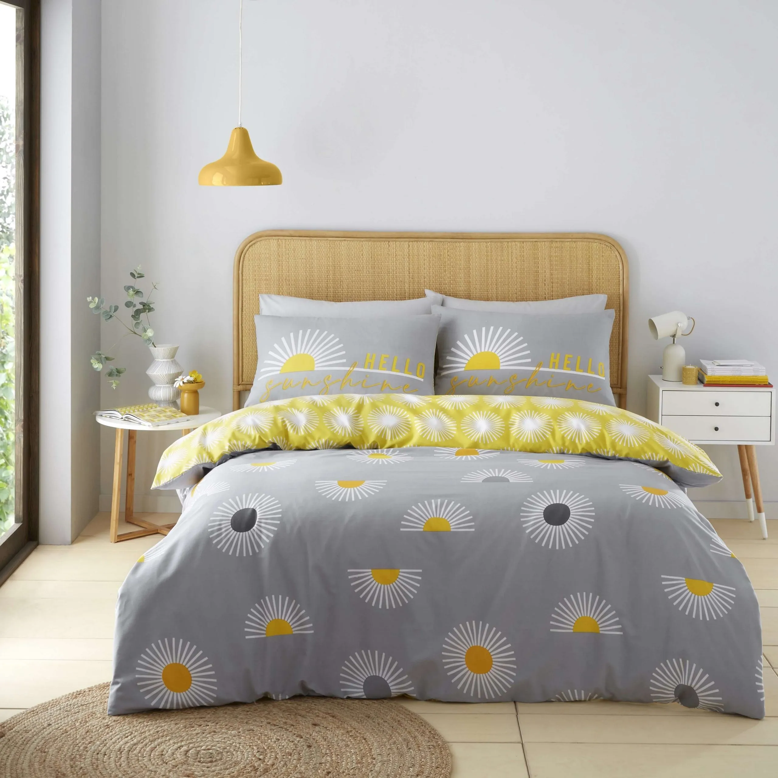 Sunburst Grey Printed Duvet Set