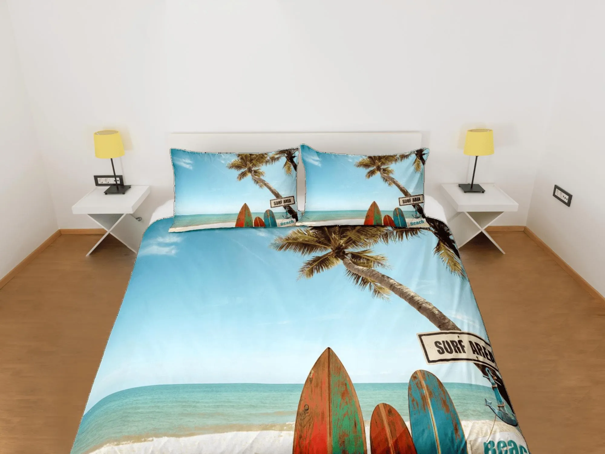 Surfer beach seaside coastal grandma duvet cover nautical bedding set full queen king, aesthetic room decor, ocean lover gift seaman