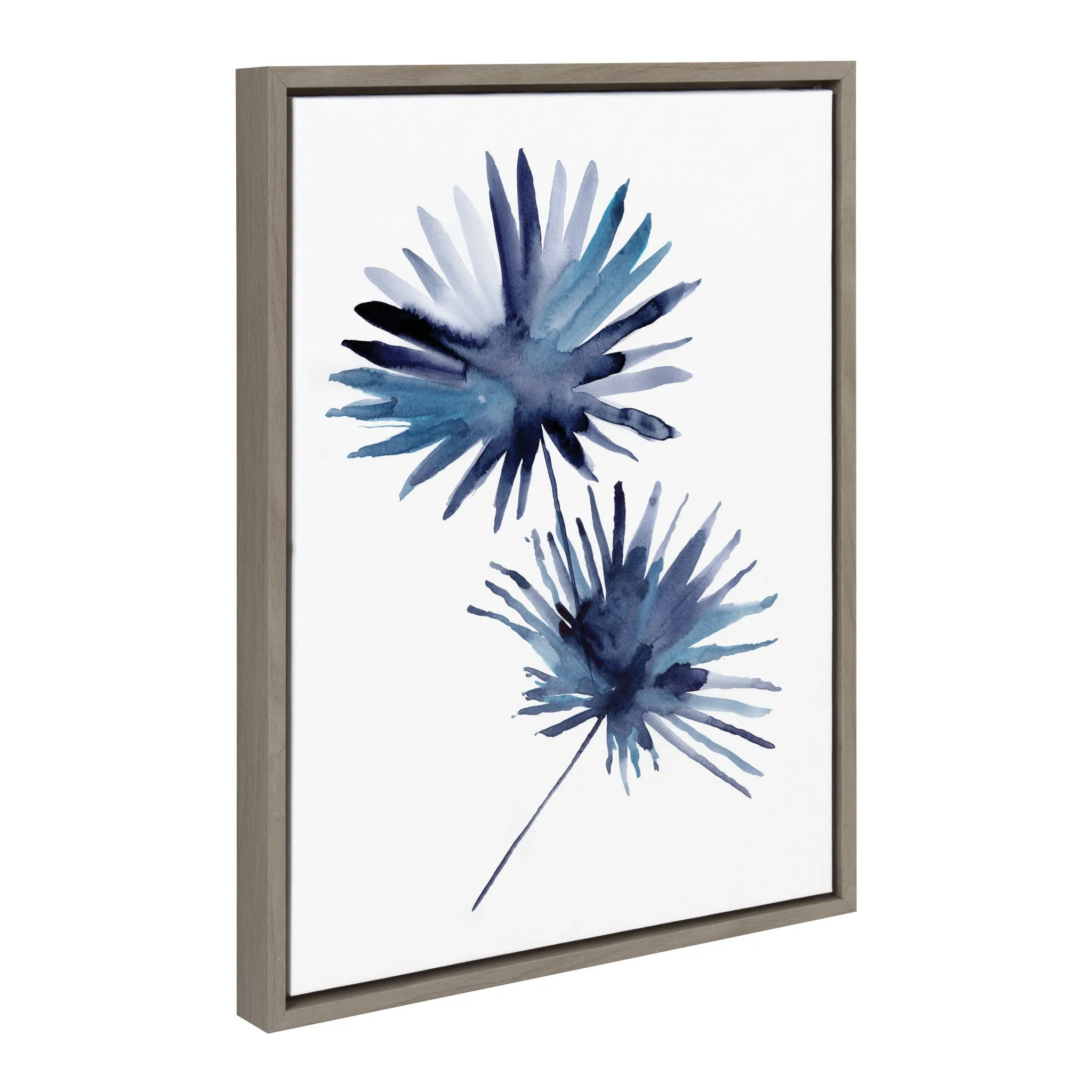 Sylvie Greenery Fans Indigo Framed Canvas by Sara Berrenson