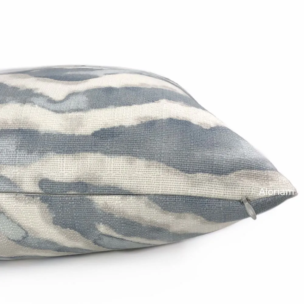 Tadu Slate Gray Watercolor Tiger Animal Stripe Pillow Cover