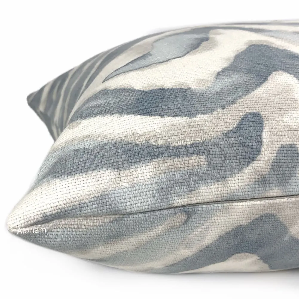 Tadu Slate Gray Watercolor Tiger Animal Stripe Pillow Cover