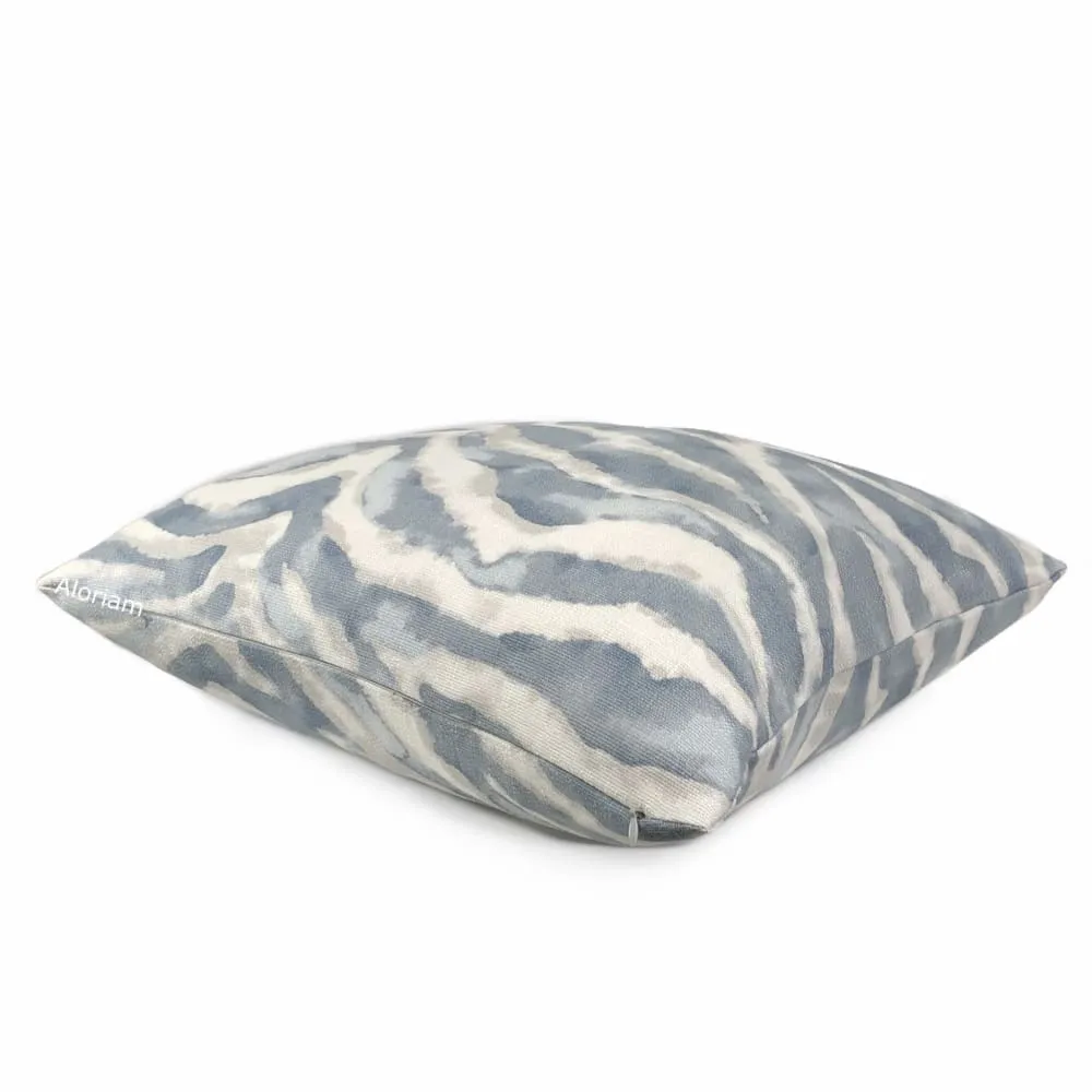 Tadu Slate Gray Watercolor Tiger Animal Stripe Pillow Cover