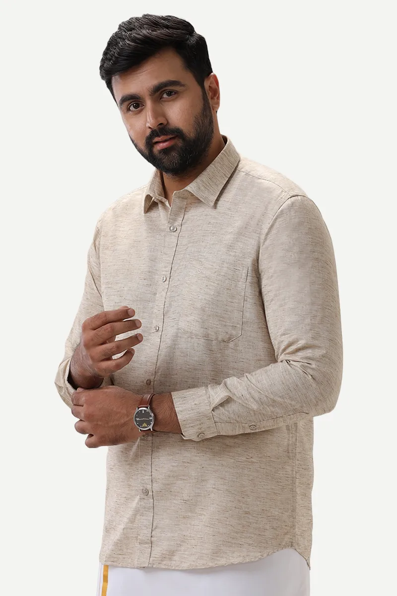 Thaksha - Light Beige Formal Shirts for Men | Uathayam