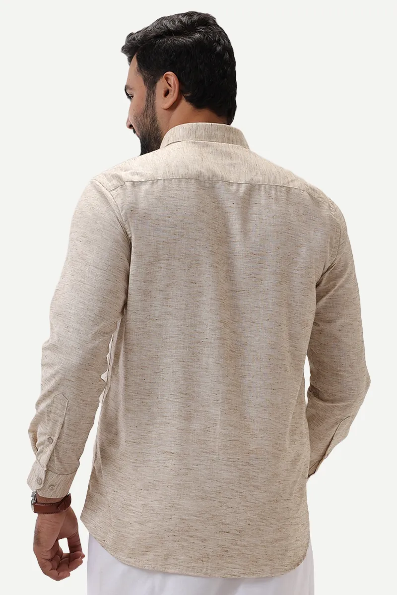 Thaksha - Light Beige Formal Shirts for Men | Uathayam