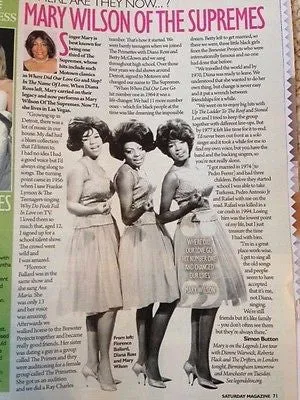 The Supremes MARY WILSON PHOTO INTERVIEW UK MAGAZINE OCT 2015 NEW