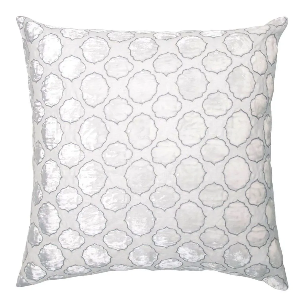 Tile White & Grey Velvet Appliqué Pillow