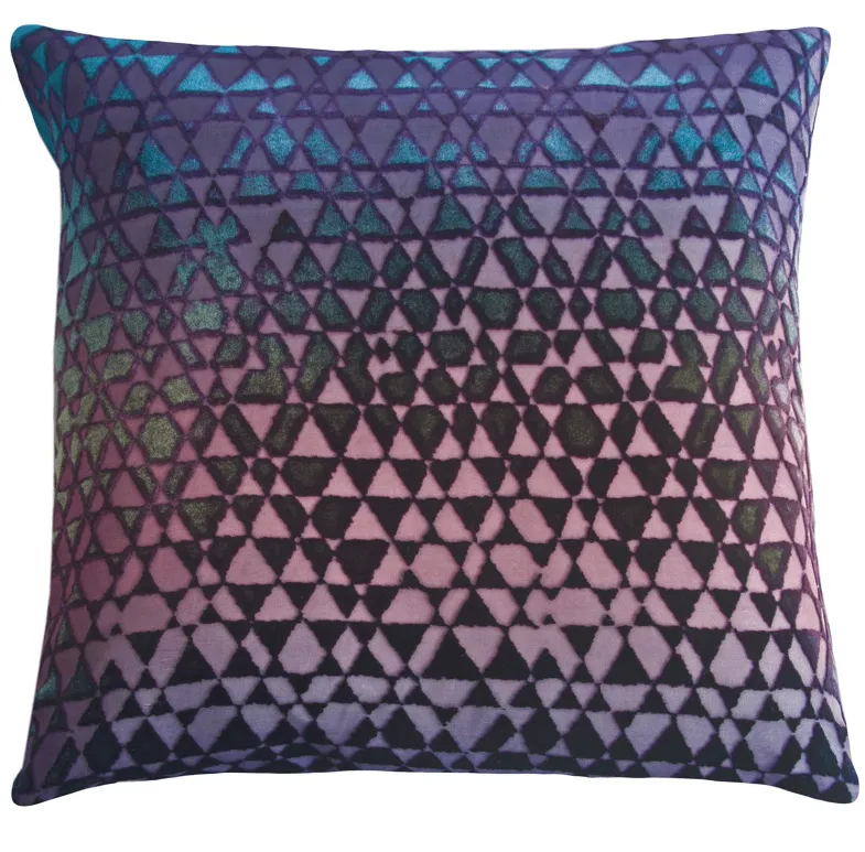 Triangles Velvet Peacock Pillows by Kevin O’Brien Studio