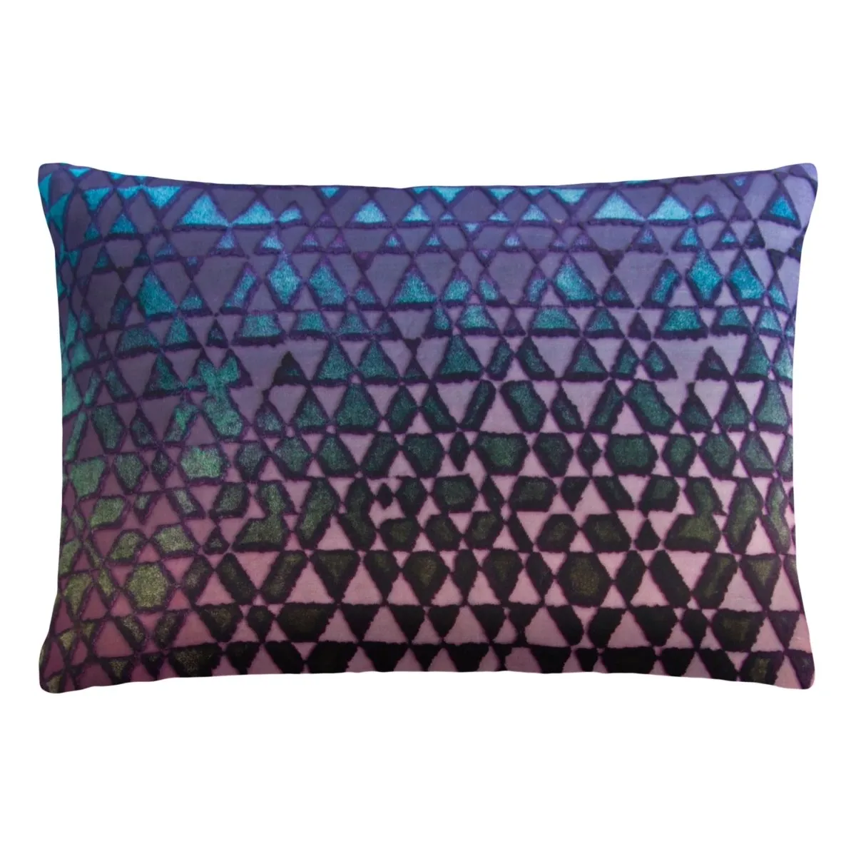 Triangles Velvet Peacock Pillows by Kevin O’Brien Studio