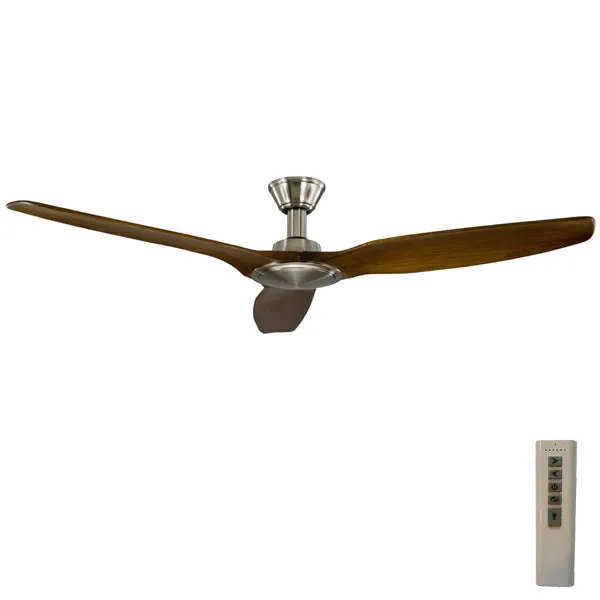 Trident DC Ceiling Fan High Airflow – Satin Nickel with Dark Walnut Blades 70″