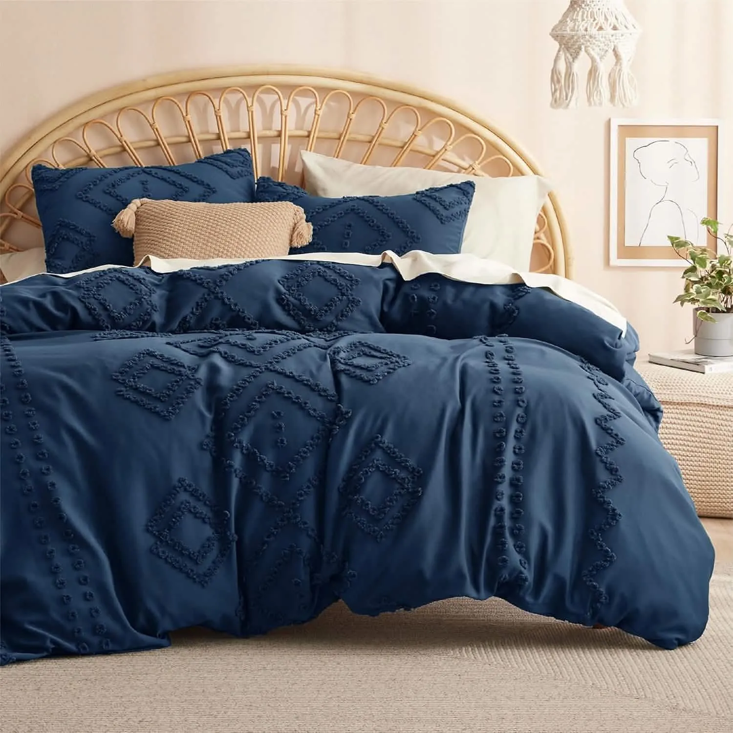 Tufted Embroidery Duvet Cover Set