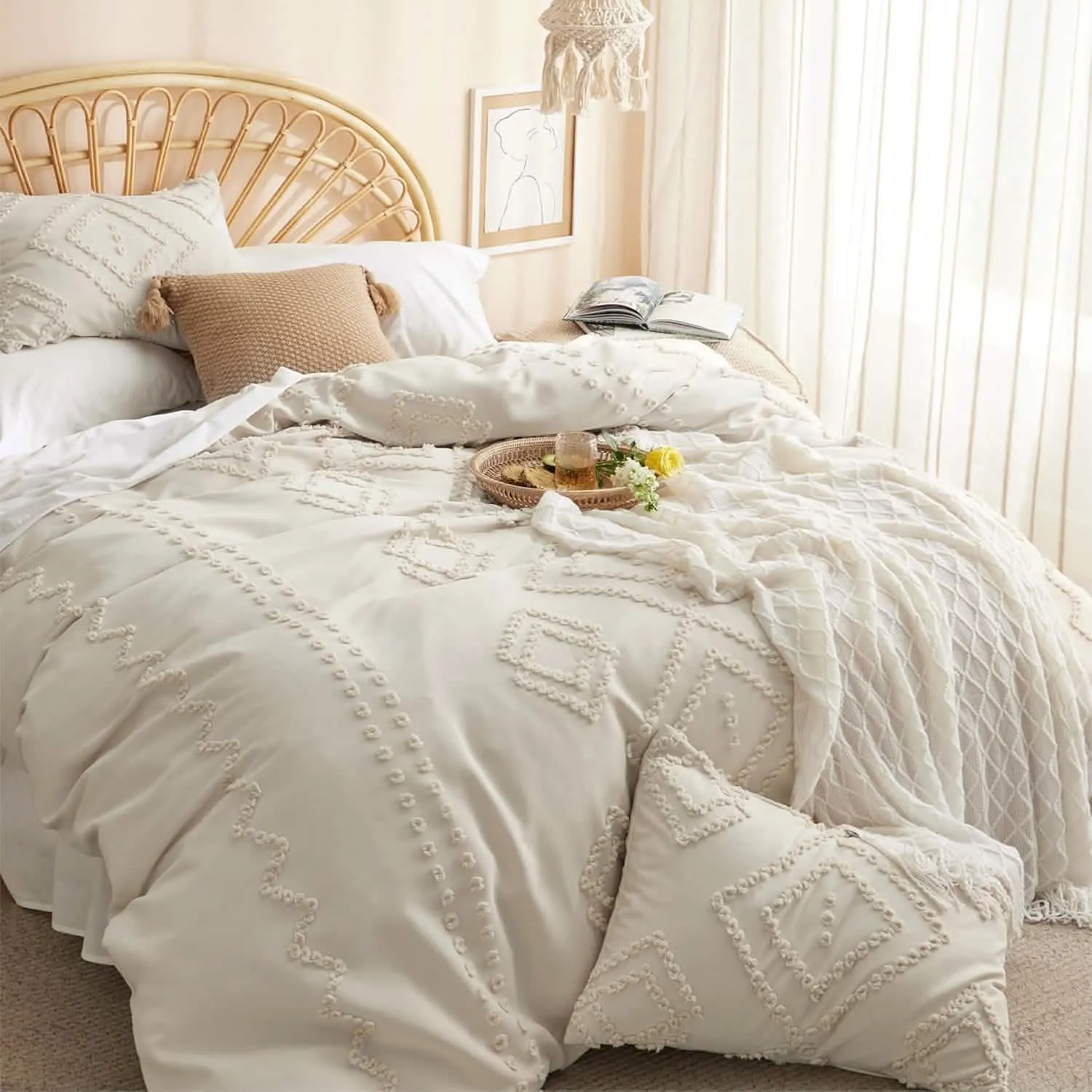 Tufted Embroidery Duvet Cover Set