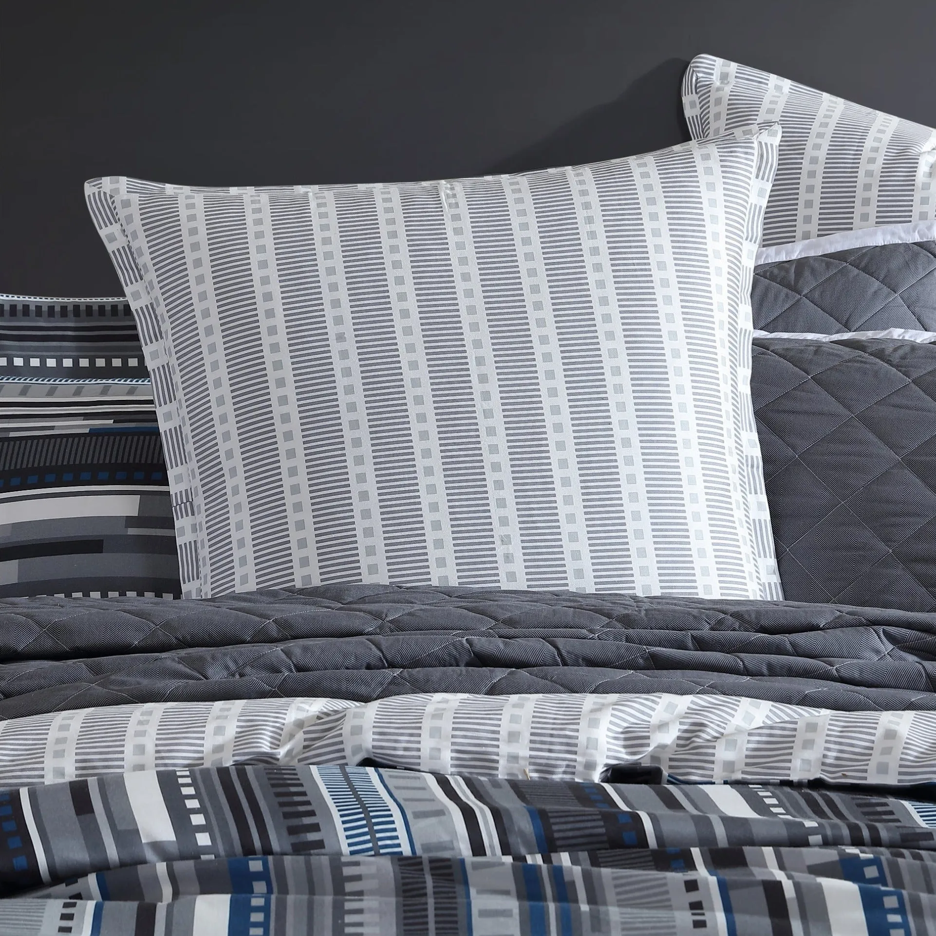 Urban Stripe Charcoal European Pillowcase by Logan and Mason